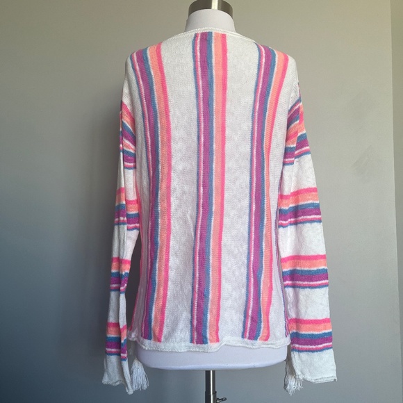 LILLY PULITZER Rozalia Stripe Cotton Tassels Beach Casual Pullover Sweater Top - Picture 9 of 15